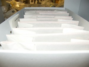 Glass slides wrapped in acid-free tissue